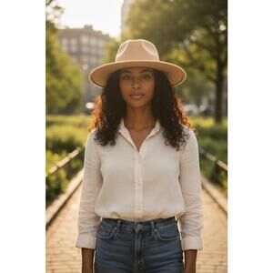 Universal Thread Camel Wool Felt Adjustable Wide Brim Fedora Hat OS